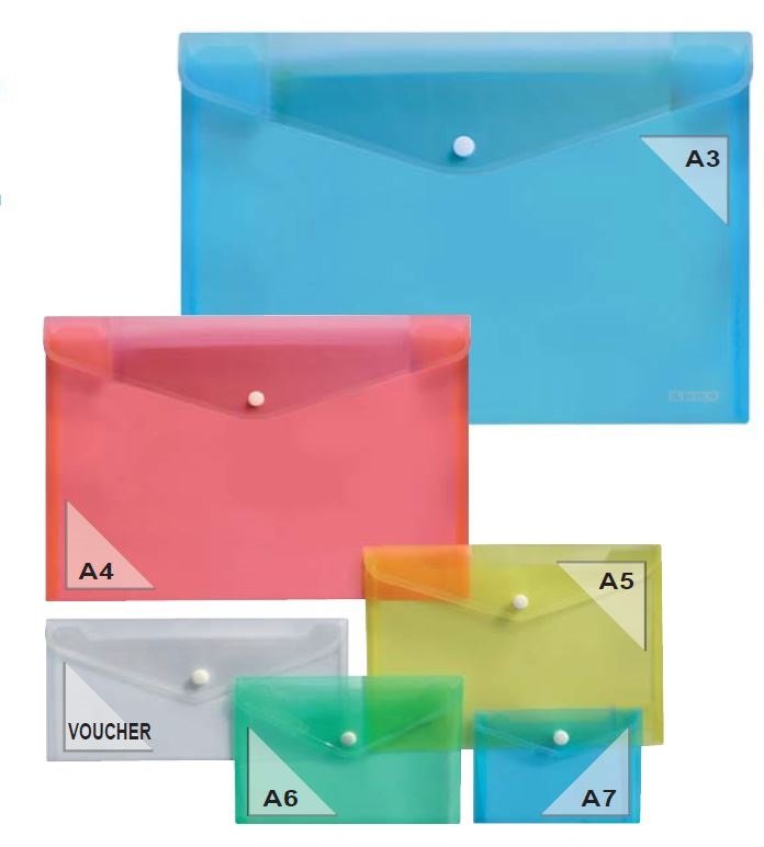 Pack 6 Sobres A3 Broche Botón Rojo Azul Transparente ARDA Imagen principal del producto