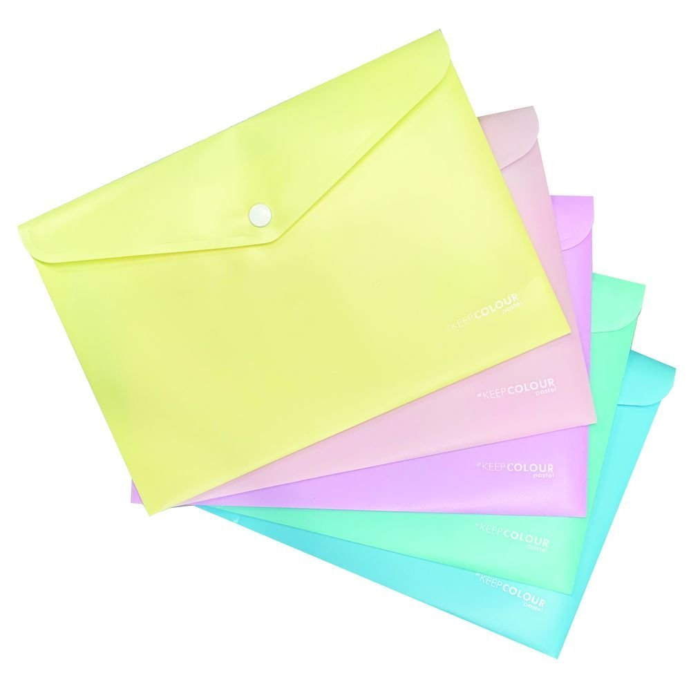 Pack 5 Sobres A5 Portadocumentos Cierre Botón Color Pastel ARDA