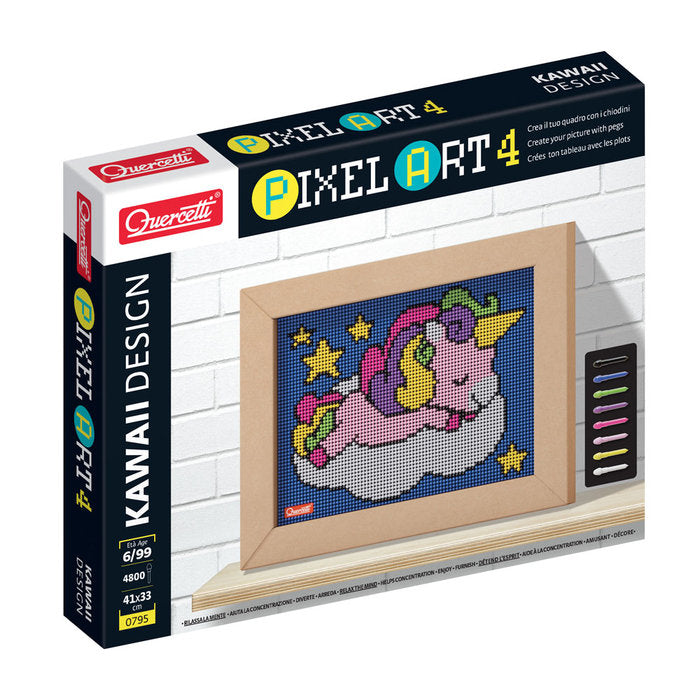 Juego Pegs & Pixel Art 4 Diseño Kawaii Unicornio 4800 piezas Quercetti