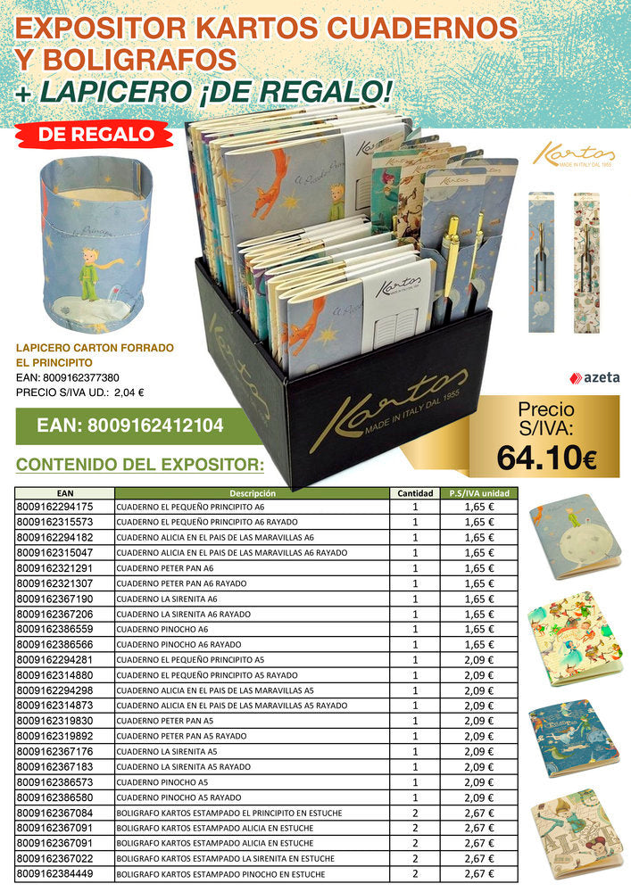 Expositor Kartos Cuadernos y Bolígrafos con Regalo Lapicero Imagen principal del producto