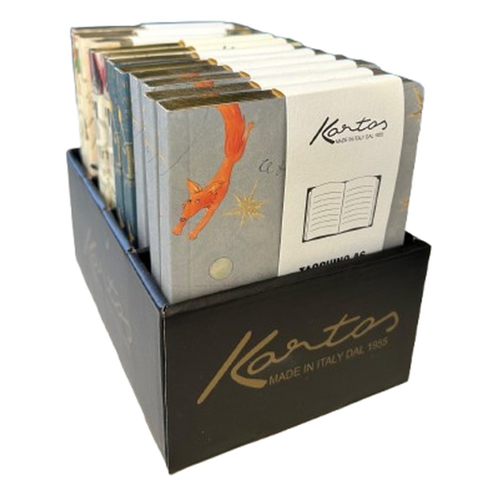 Expositor 12 cuadernos borde dorado A6 Kartos