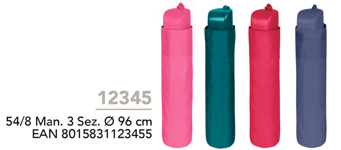 PARAGUAS MUJER PLEGABLE 54/8 MANUAL LISO SURTIDO | PERLETTI | 1 UNIDAD | 8015831123455