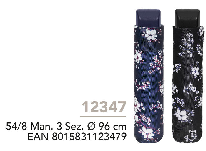 PARAGUAS MUJER MINI PLEGABLE 54/8 MAN, DISEÑO FLORAL | PERLETTI | 1 UNIDAD | 8015831123479 Imagen principal del producto