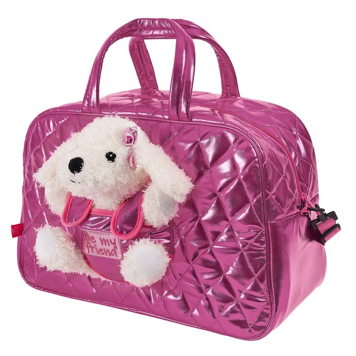 BOLSO ROSA CON PELUCHE PERRO BLANCO CON LAZO | PERLETTI TOYS | 1 UNIDAD | 8015831130828 Imagen principal del producto