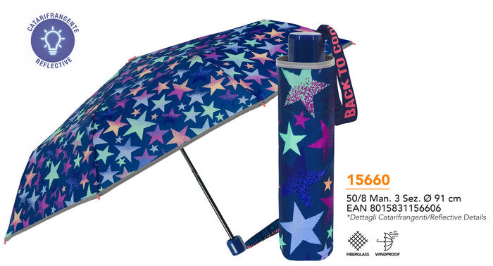 Paraguas Infantil Mini Plegable Estrellas Marca Perletti