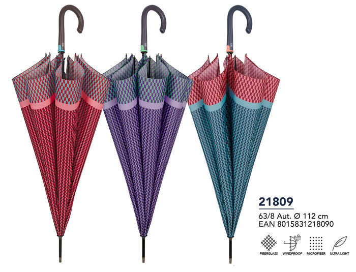 PARAGUAS MUJER 63/8 AUT, ESTAMPADO GEOMETRICA LIGERA | PERLETTI | 1 UNIDAD | 8015831218090 Imagen principal del producto