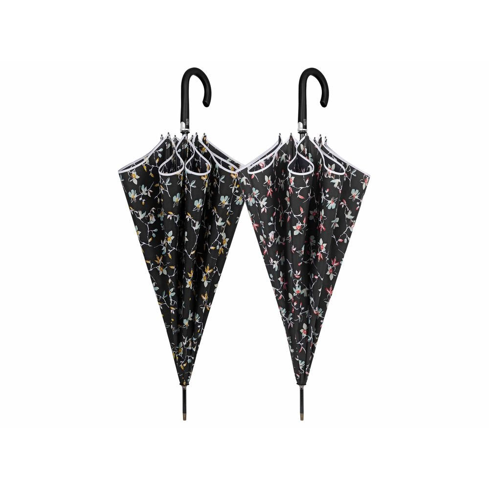 Paraguas Mujer 63/8 Aut Negro Floral Perletti