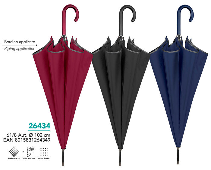 PARAGUAS MUJER 61/8 AUT, COLORES SOLIDOS OSCUROS | PERLETTI | 1 UNIDAD | 8015831264349 Imagen principal del producto