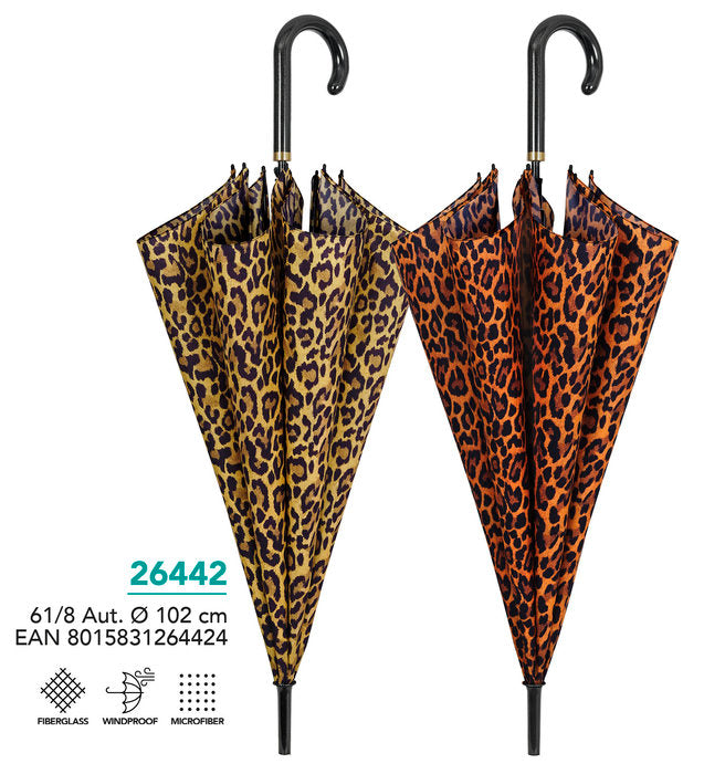 Paraguas Mujer 61/8 Aut. Impresión de Leopardo Marca Perletii Imagen principal del producto