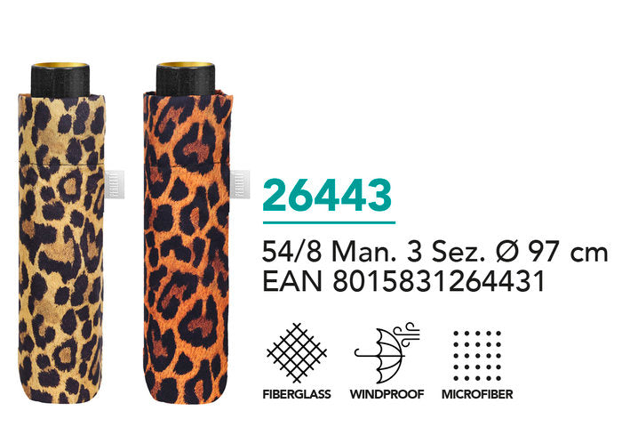 Paraguas Mujer Mini Plegable Leopardo Perletti
