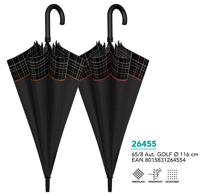 Paraguas Hombre Golf 65/8 Autocolores Solidos Borde Escoces Marca Perletti Imagen principal del producto
