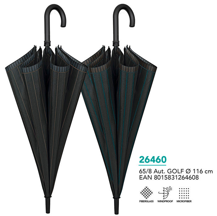 PARAGUAS HOMBRE GOLF 65/8 AUT, ESTAMPADO LINEAS | PERLETTI | 1 UNIDAD | 8015831264608 Imagen principal del producto
