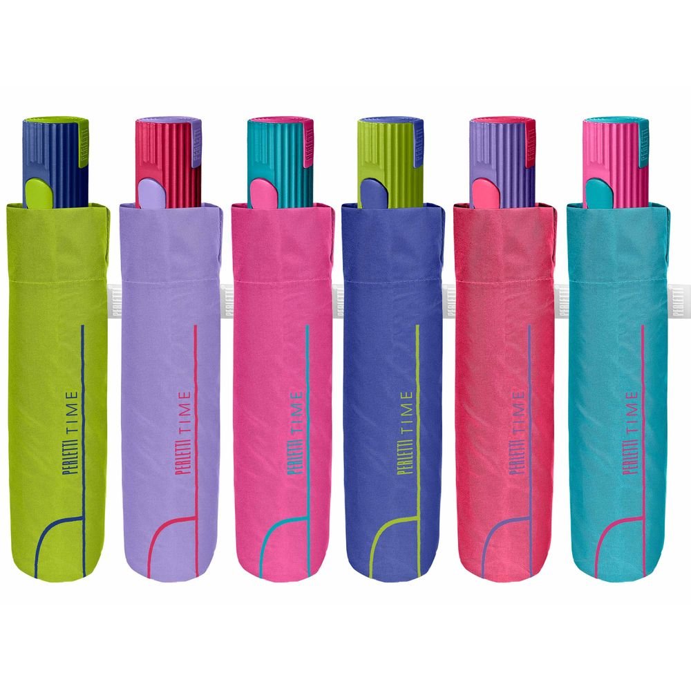 Paraguas Mujer Plegable 54/8 Aut 3 Secc. Colores Lisos Marca Perletti