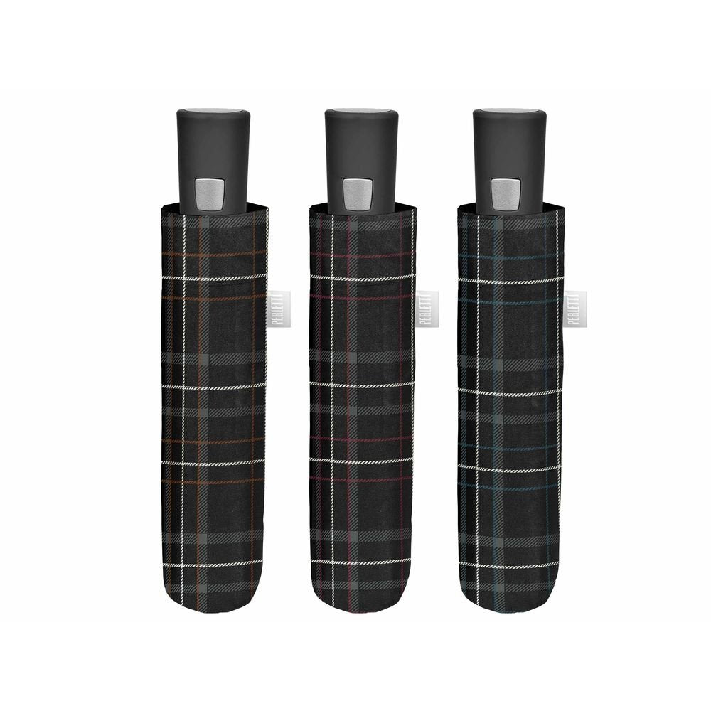 Paraguas Hombre Plegable 54/8 Cuadros Marca Perletti