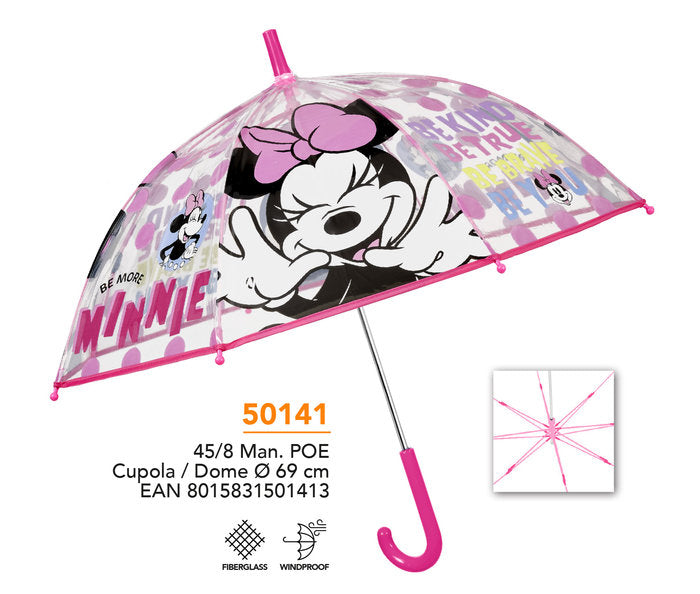 PARAGUAS INFANTIL 45/8 AUT, POE TRANSPARENTE MINNIE | PERLETTI | 1 UNIDAD | 8015831501413 Imagen principal del producto