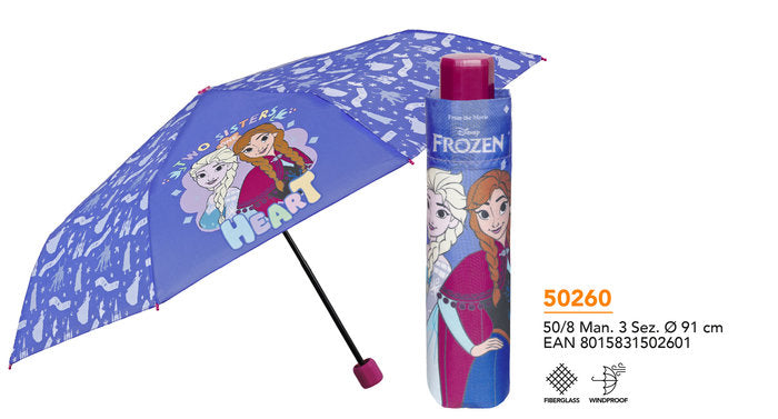 PARAGUAS INFANTIL MINI PLEGABLE 50/8 MAN, 3 SECT, FROZEN | PERLETTI | 1 UNIDAD | 8015831502601 Imagen principal del producto