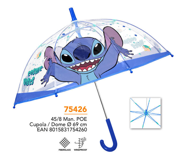 PARAGUAS INFANTIL 45/8 MAN, CUPULA POE LILO & STITCH | PERLETTI | 1 UNIDAD | 8015831754260 Imagen principal del producto
