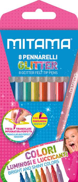 Rotuladores Triangulares Super Glitter 8 Colores | Mitama Papeleria Basica | Pack 1 Unidades Imagen principal del producto