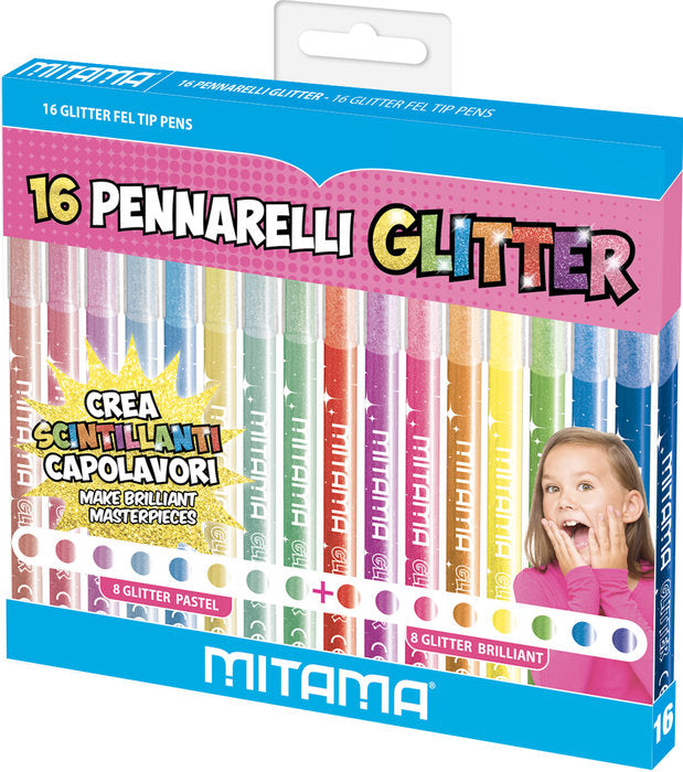 Set 16 Rotuladores Triangulares Glitter Y Pastel | Mitama Papeleria Basica | Pack 1 Unidades Imagen principal del producto