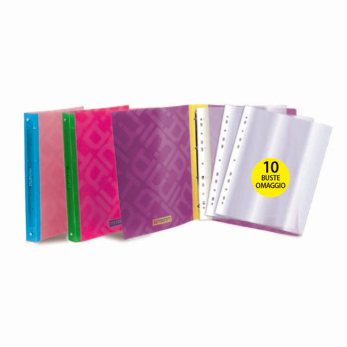CARPETA 4 ANILLAS 25MM PP+10 FUNDAS MULTITALADROS INCLUIDAS | 1 UNIDADES | (MITAMA PAPELERIA BASICA) Imagen principal del producto
