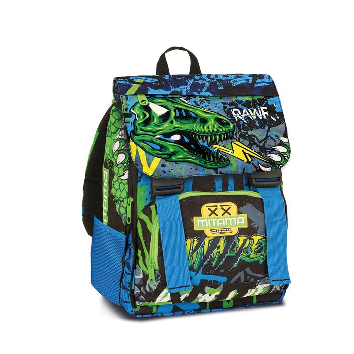 MOCHILA EXTENSIBLE 4ZIP CON SOLAPA DINOSAURIO 33 CM | MITAMA Imagen principal del producto
