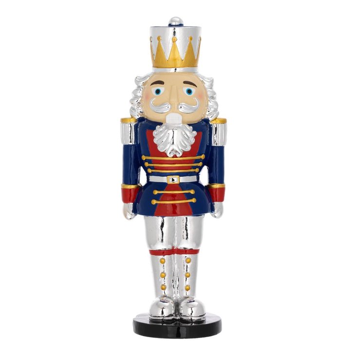 Figura Cascanueces Plateado Traje Azul 25 cm Bagutta + Caja Regalo Imagen principal del producto