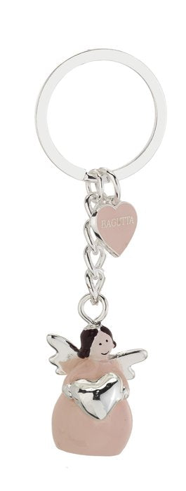 LLAVERO PLATEADO ANGEL ROSA CON CORAZON | BAGUTTA | 1 UNIDAD | 8050999818461