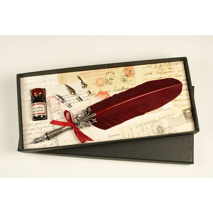 Set Pluma Decorada Roja con 4 Plumines y Tinta 10 cc Rubinato Imagen principal del producto