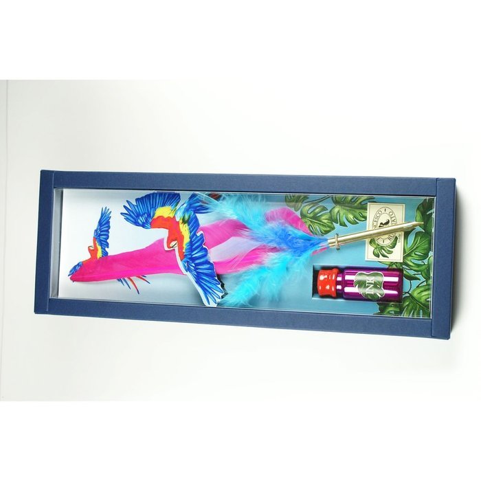 Set Pluma Madera Decorada Punta Metal y Tinta 10 cc Loros Ro Imagen principal del producto