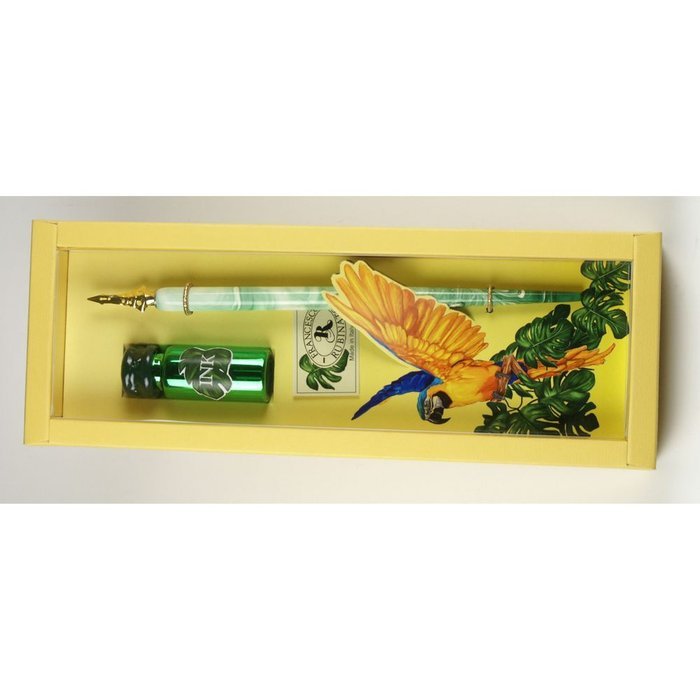 Set Pluma Vidrio y Tinta 10 cc Loros Amarillo Rubinato Imagen principal del producto