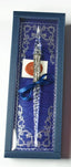 Pluma Vidrio con Empuñadura Labrada Niquel Azul Rubinato