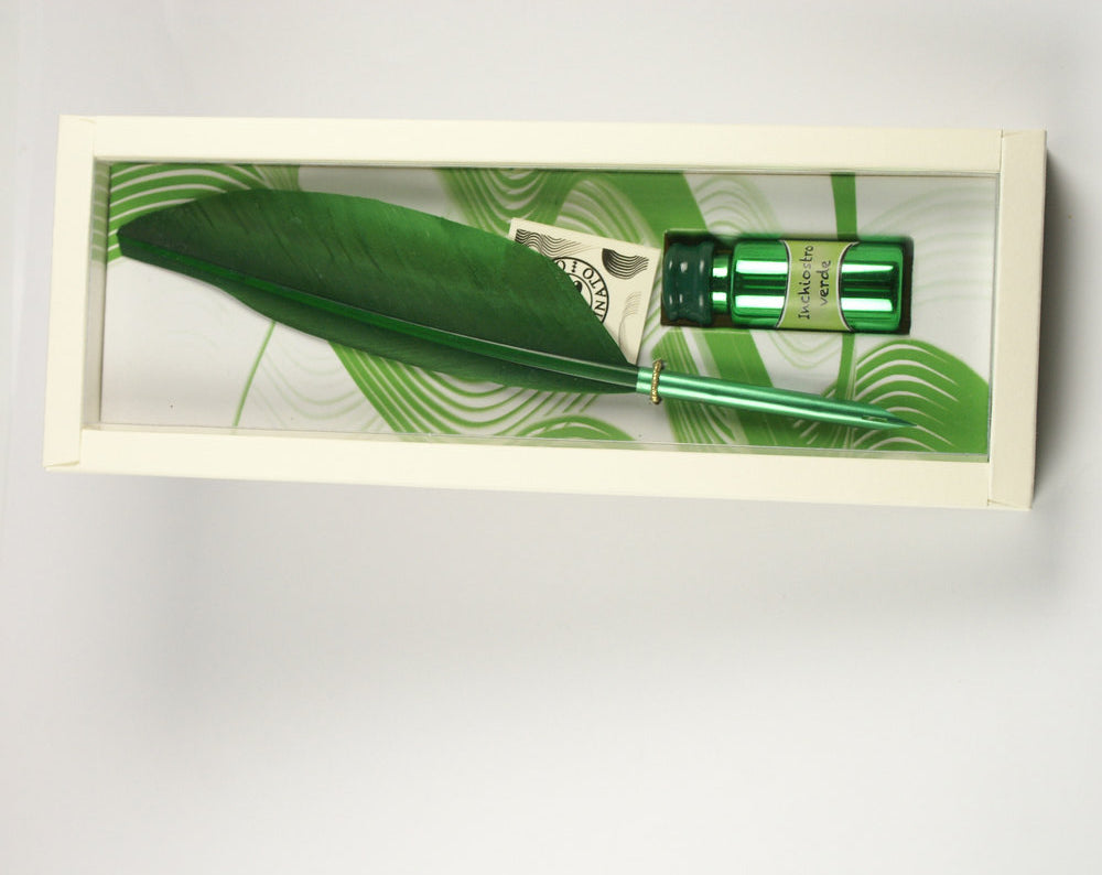 Set Pluma con Plumin Metálico y Tintero Verde Rubinato Imagen principal del producto