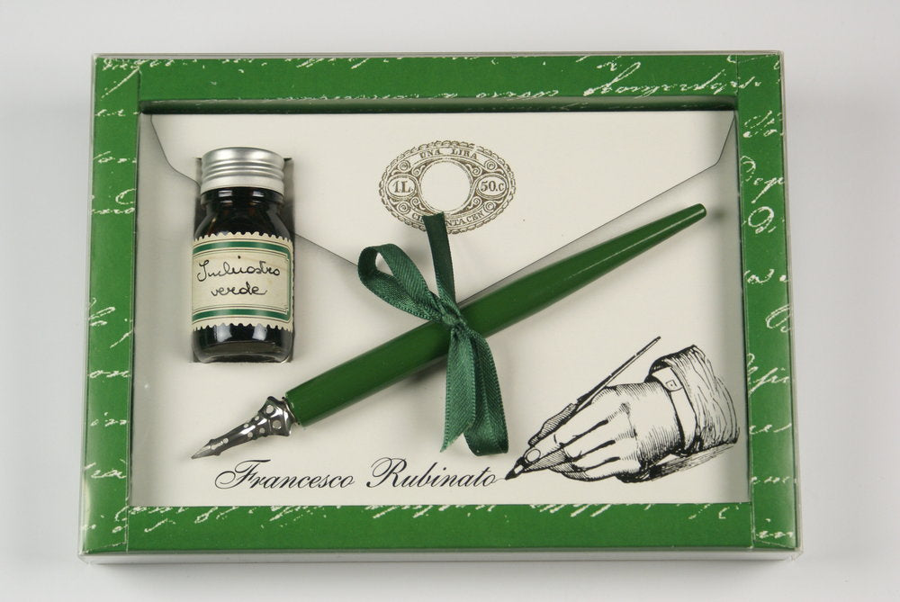 Set Portaplumas y Tinta Verde Rubinato