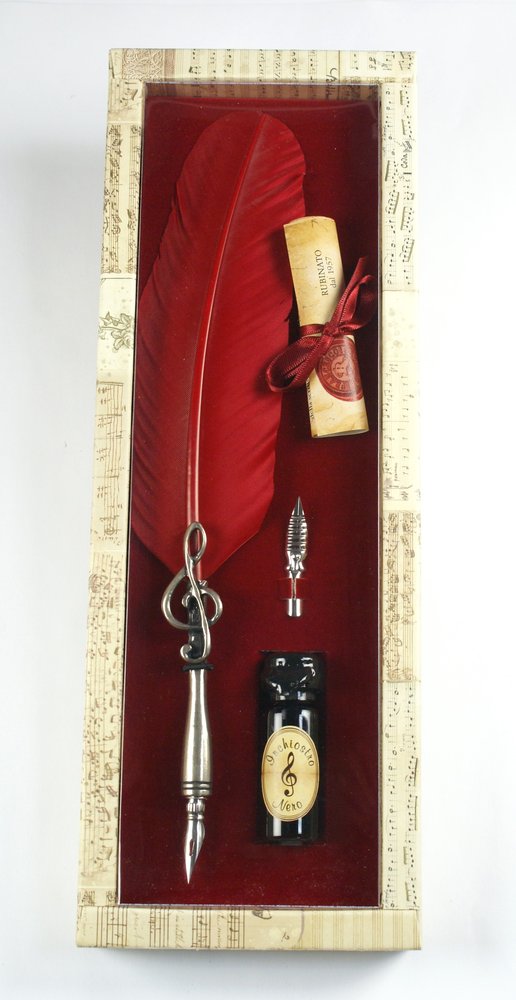 Set pluma con portaplumas musical 2 puntas Rubinato