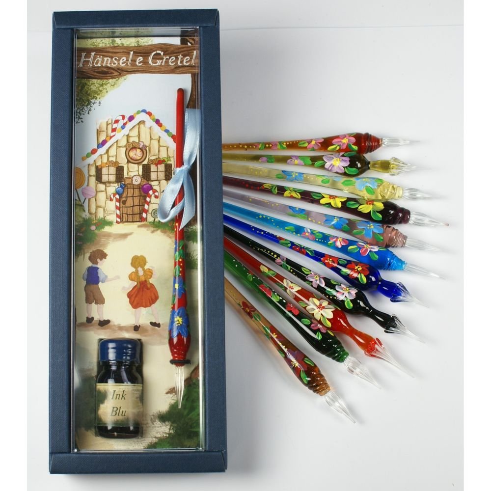 Set escritura Hansel y Gretel pluma cristal y tinta Rubinato
