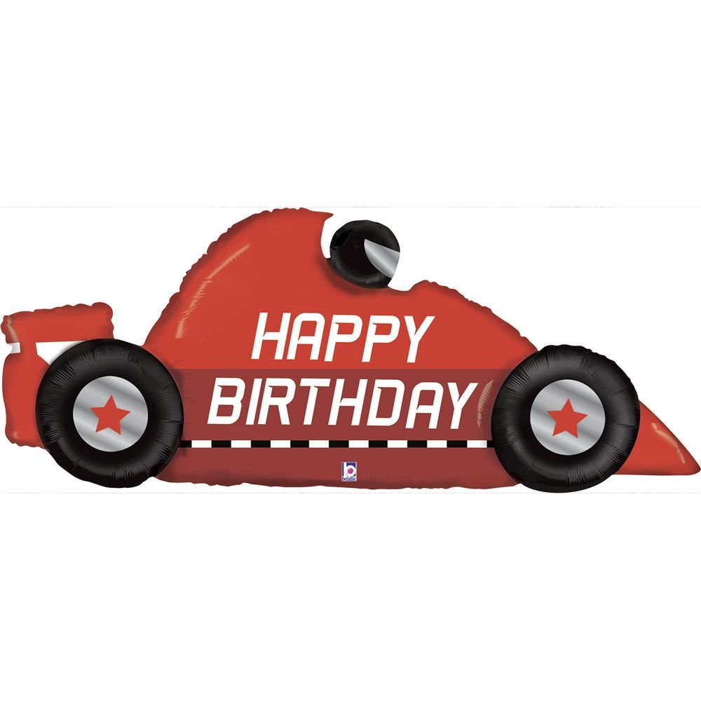 GLOBO CUMPLEAÑOS DE COCHE DE CARRERAS 109CM | GRABO BALLOONS | 1 UNIDAD | 8055513251212 Imagen principal del producto
