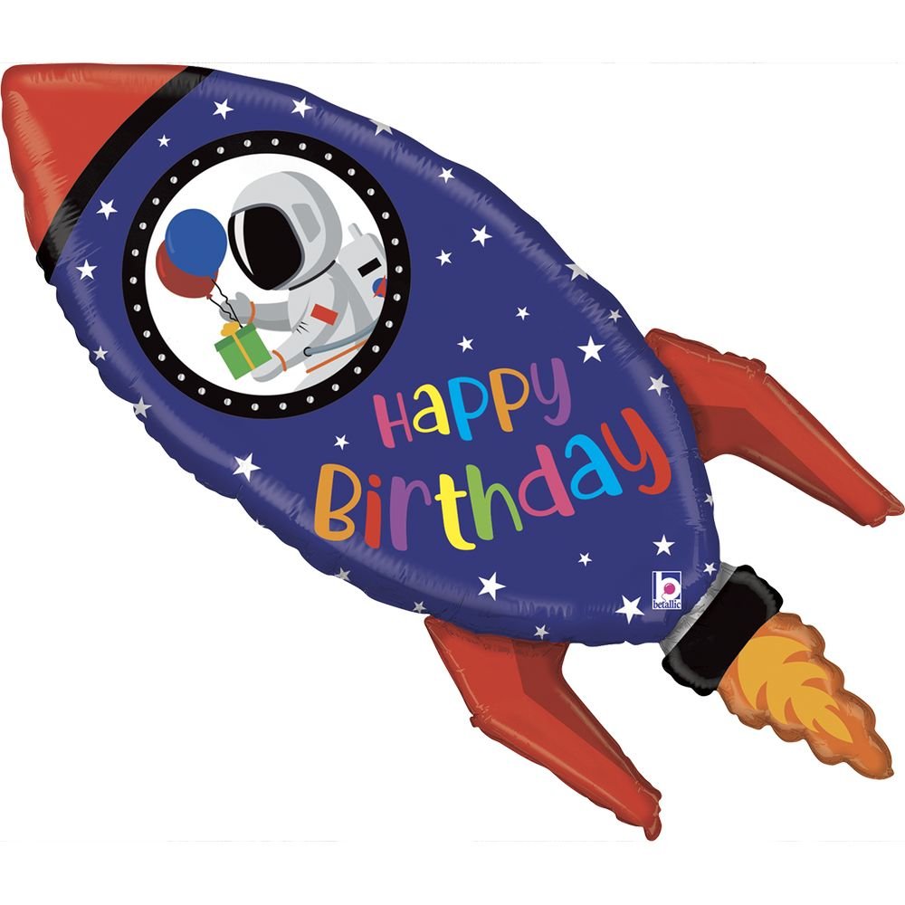 GLOBO COHETE DE CUMPLEAÑOS 91CM HAPPY BIRTHDAY | GRABO BALLOONS | 1 UNIDAD | 8055513359697 Imagen principal del producto