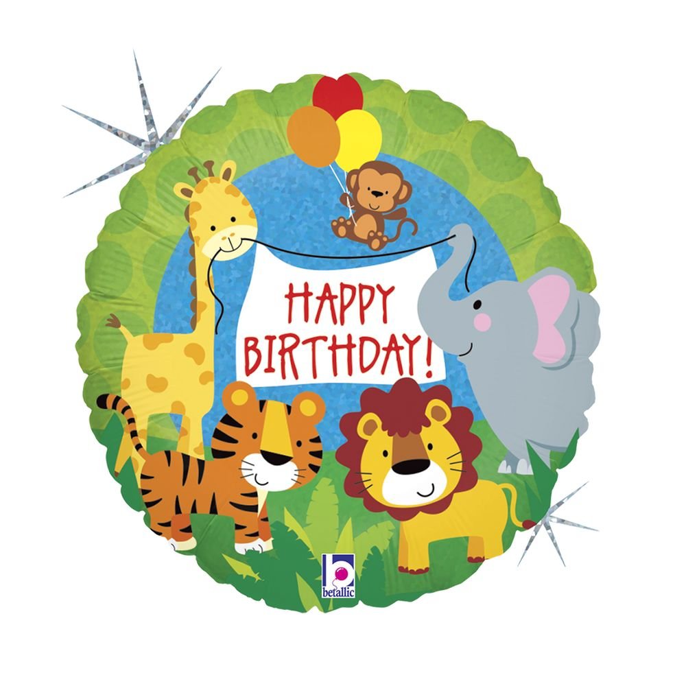 Globo cumpleaños animales de la jungla 46 cm Grabo Balloons