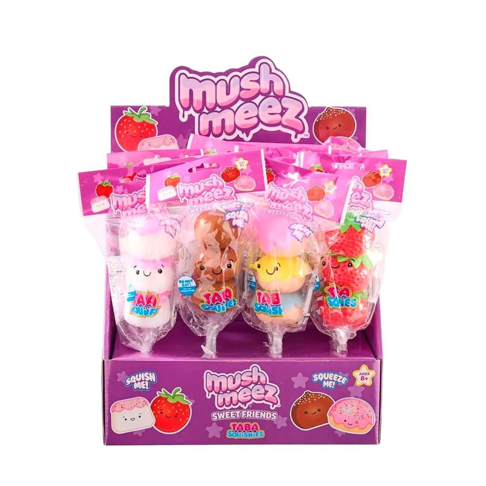 Expositor 12 Squishi Mushmeez Brocheta Comida FAMOSA
