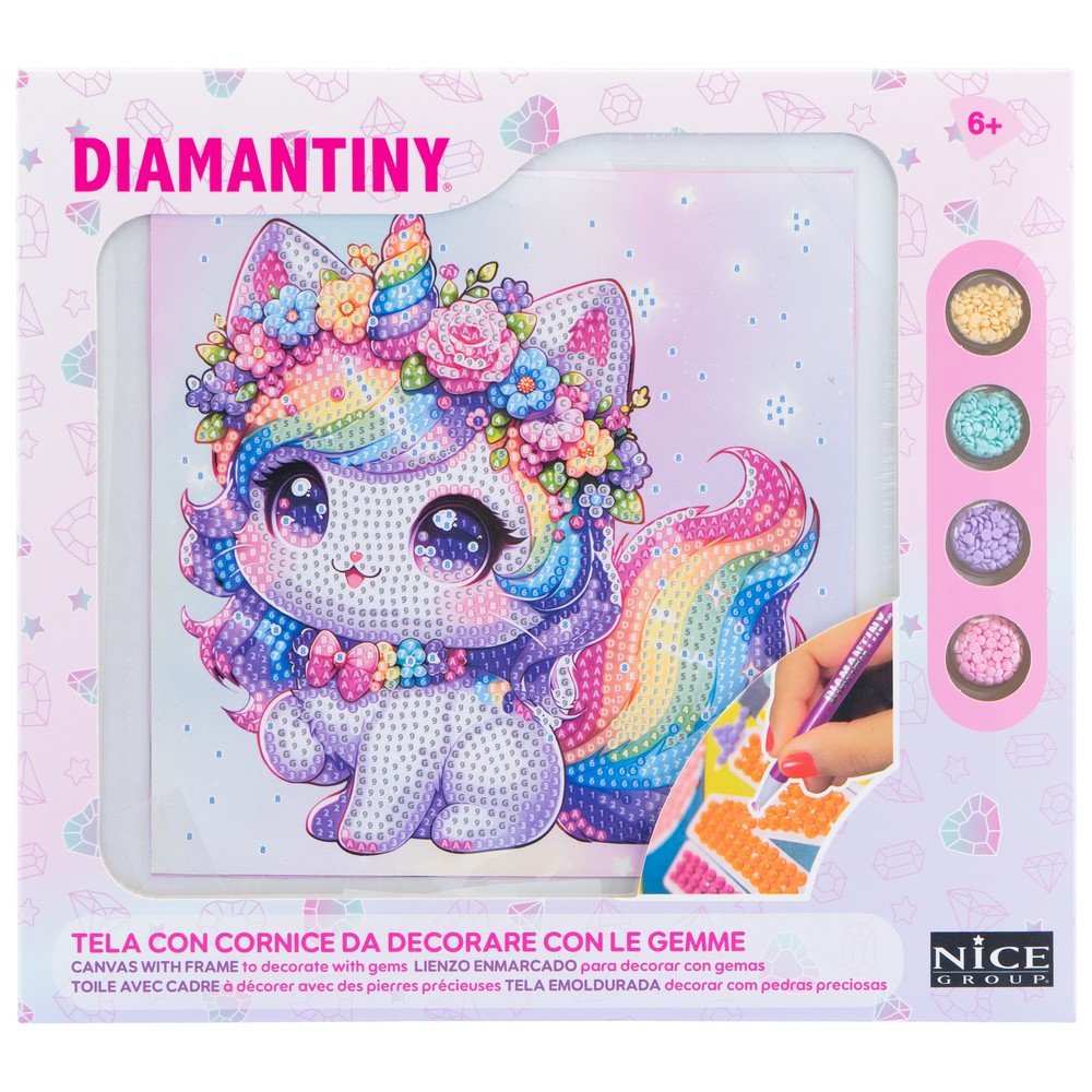 Juego Crea con Diamantes Gato Unicornio Flores Marca Diamantiny Nice Imagen principal del producto