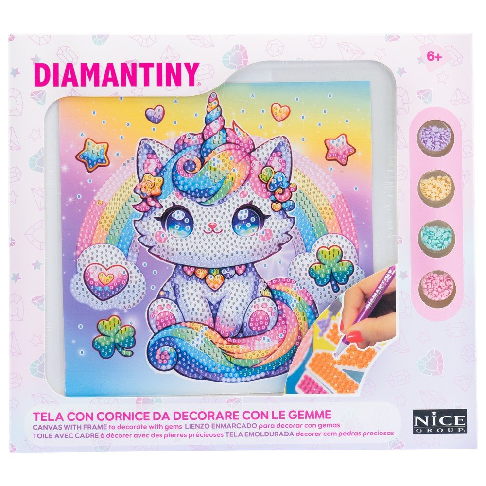 Juego Crea con Diamantes Gato Unicornio Trébol Marca Diamantiny Nice