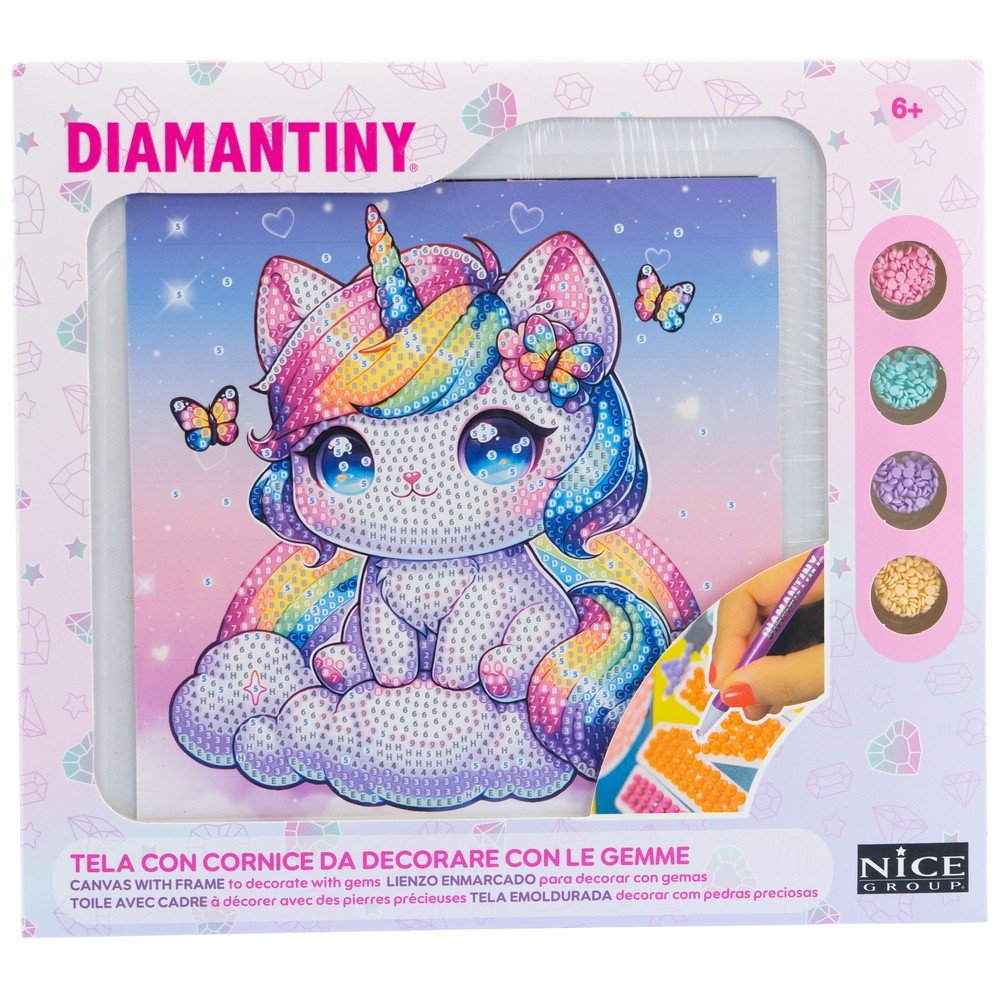 Juego Crea con Diamantes Gato-Unicornio Mariposas Marca Diamantiny Nice Imagen principal del producto