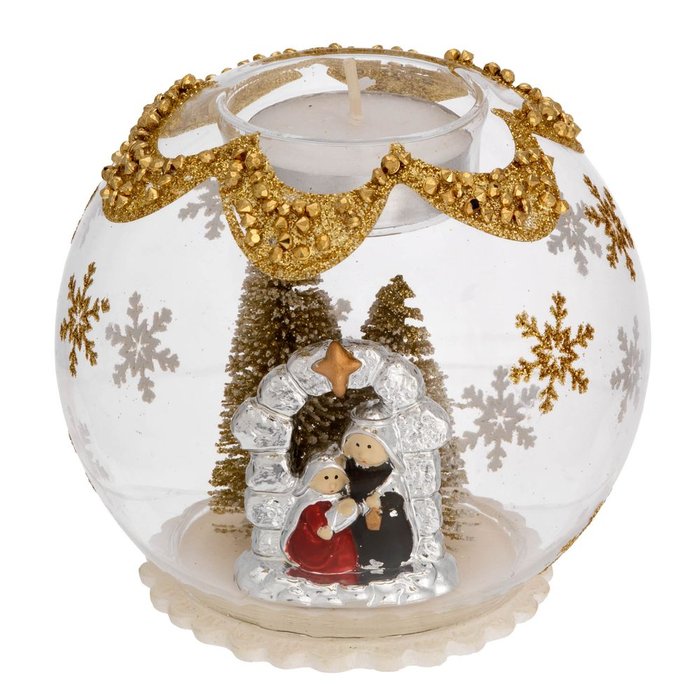 ESFERA DE CRISTAL CON LUZ CON VELA MISTERIO DORADO | BAGUTTA | 1 UNIDAD | 8057639858733