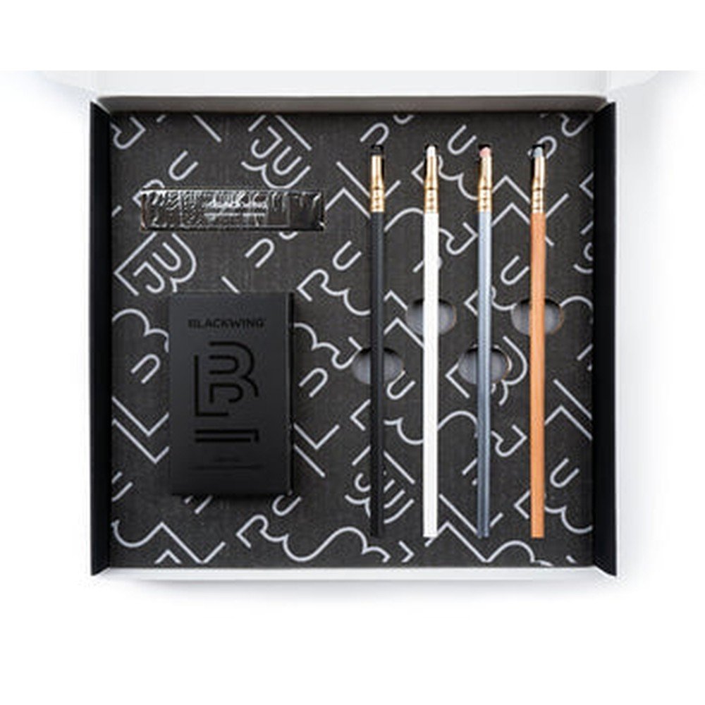 Set 4 lápices Blackwing + afilalápices + gomas de borrar