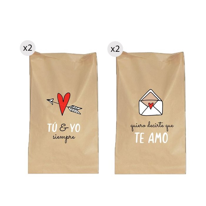JUEGO DE 4 SOBRES KRAFT DE REGALO 20X30 AMOR | DCASA | ENVASE 12 UDS. UNIDAD | 8410000182408 Imagen principal del producto
