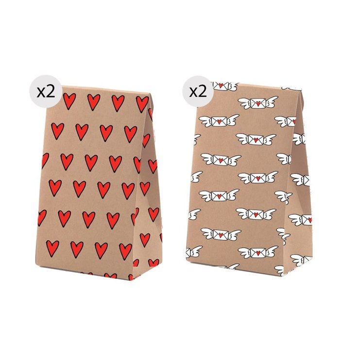 JUEGO DE 4 BOLSAS KRAFT DE REGALO M AMOR | DCASA | ENVASE 12 UDS. UNIDAD | 8410000182439
