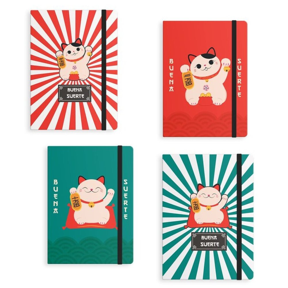 Libreta con Goma Gato de la Suerte DCASA