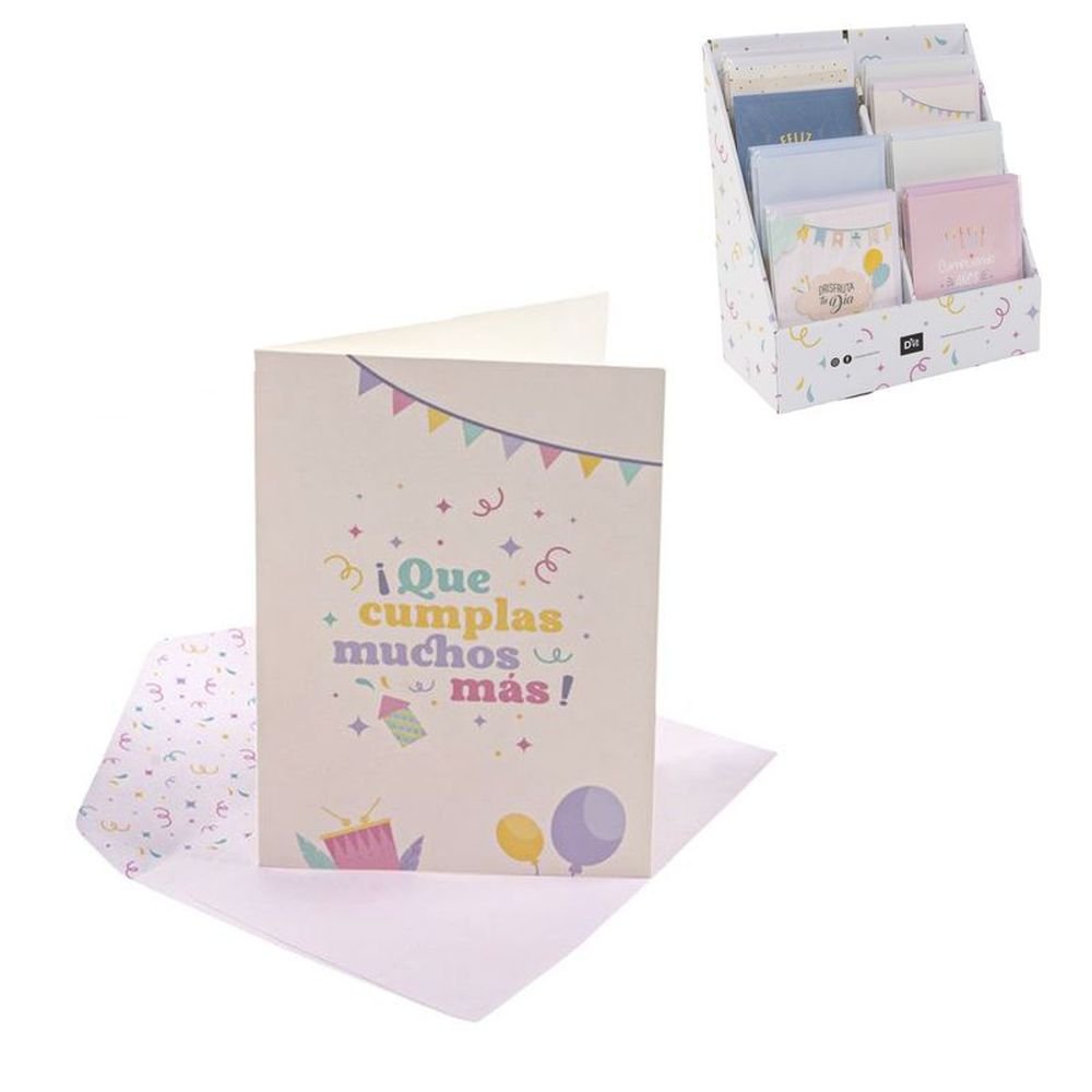 Expositor 120 tarjetas felicitación cumpleaños 10x15cm Dcasa