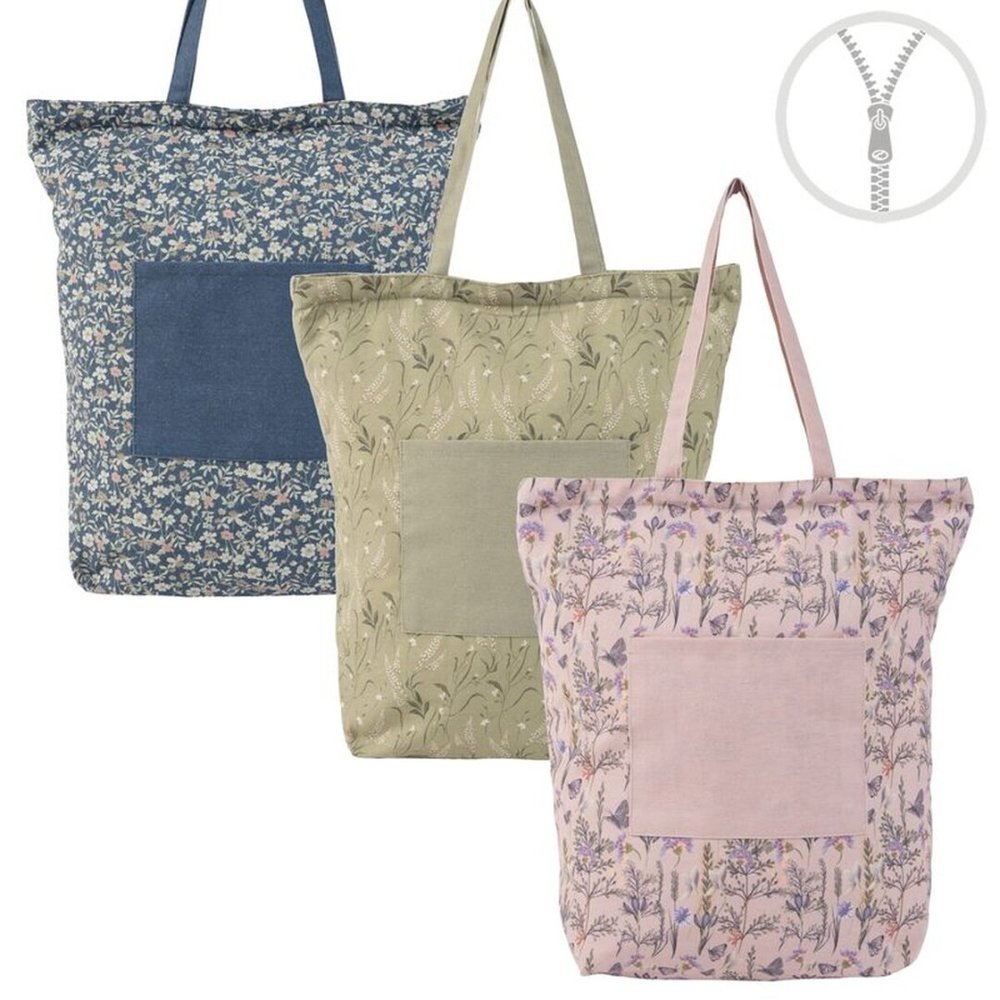 BOLSA ALGODON CON CREMALLERA BOLSILLO FLORES SURTIDAS | DCASA | ENVASE 6 UDS. UNIDAD | 8410000221916 Imagen principal del producto