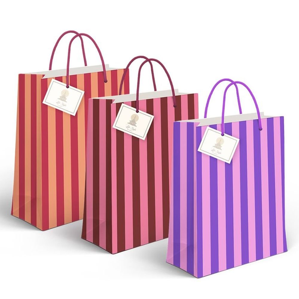 Bolsa papel L rayas bicolor surtidas 32 x 10 x 26 cm DCASA Imagen principal del producto